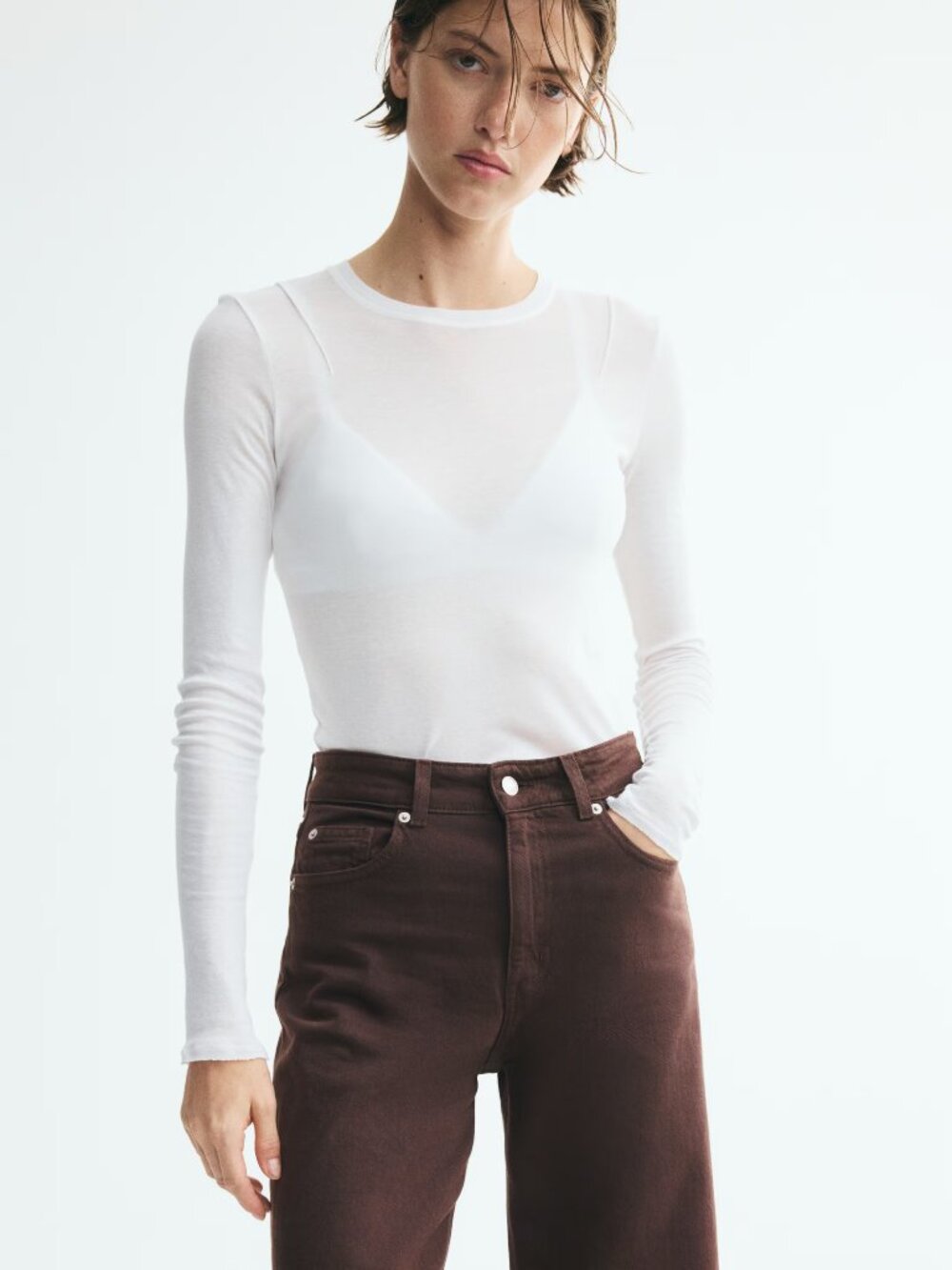 NWT H&M Dark Brown Harper High Rise Wide Leg Jeans Size 6
